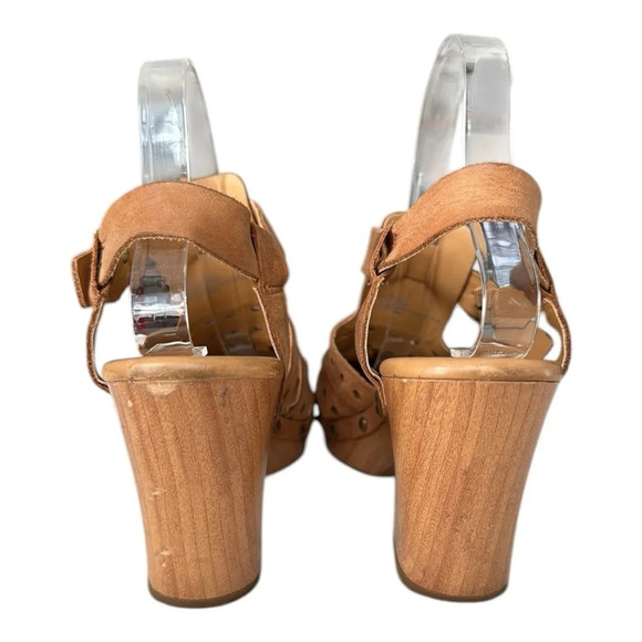 KORKS Augustine Cutout Platform Sandals Retro 70s Chunky Saddle Tan, Size 9 - Picture 4 of 15